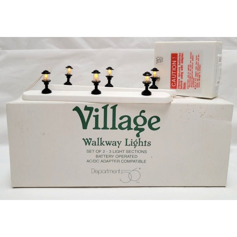 Vintage Dept 56 VILLAGE WALKWAY LIGHTS Set Of 2 - 3 Light Sections #52681